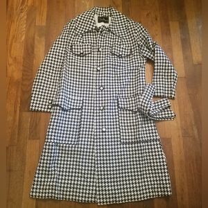 Vintage 60s Houndstooth Pattern Peacoat Thalhimers Mod Estimated S/M